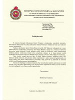 Podziękowanie - Ochotnicza Straż Pożarna w Kałuszynie