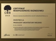 Certyfikat Wiarygodności Biznesowej 2015